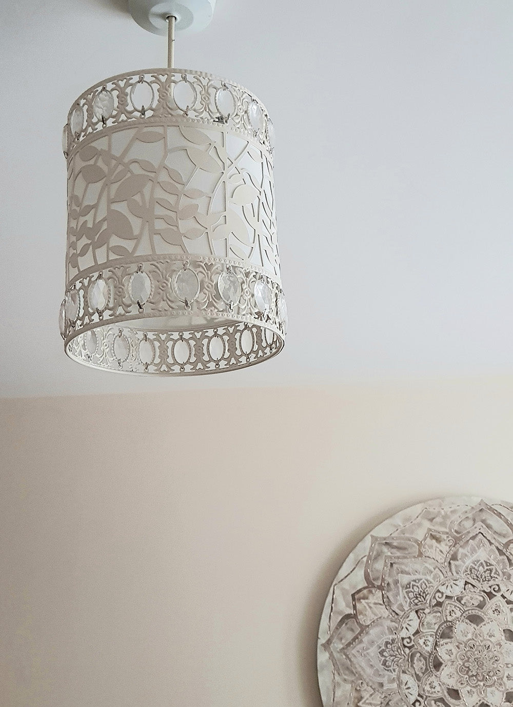 Kliving Roxanne Cream Metal Cut Out Drum Light Shade