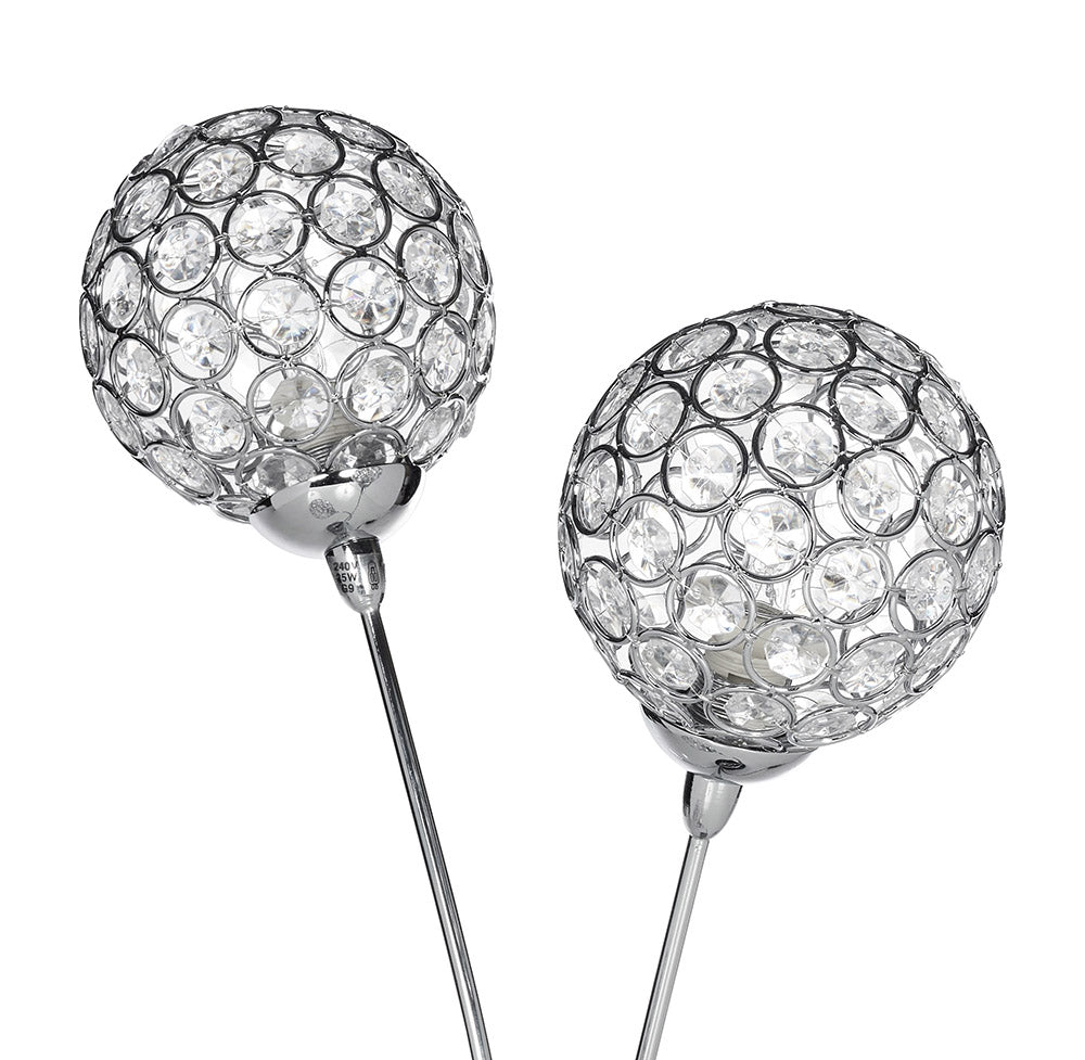 KLiving Perivale 3 Light Crystal Ball Table Lamp, Chrome