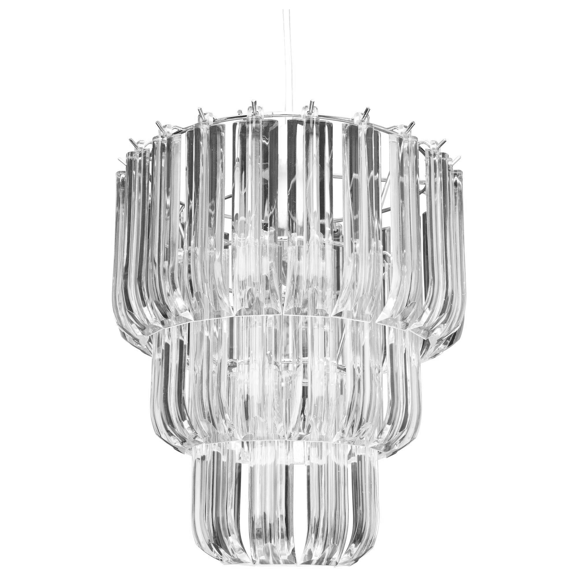 Albion Chrome Beaded 3 Tiered Chandelier With Easy Fit
