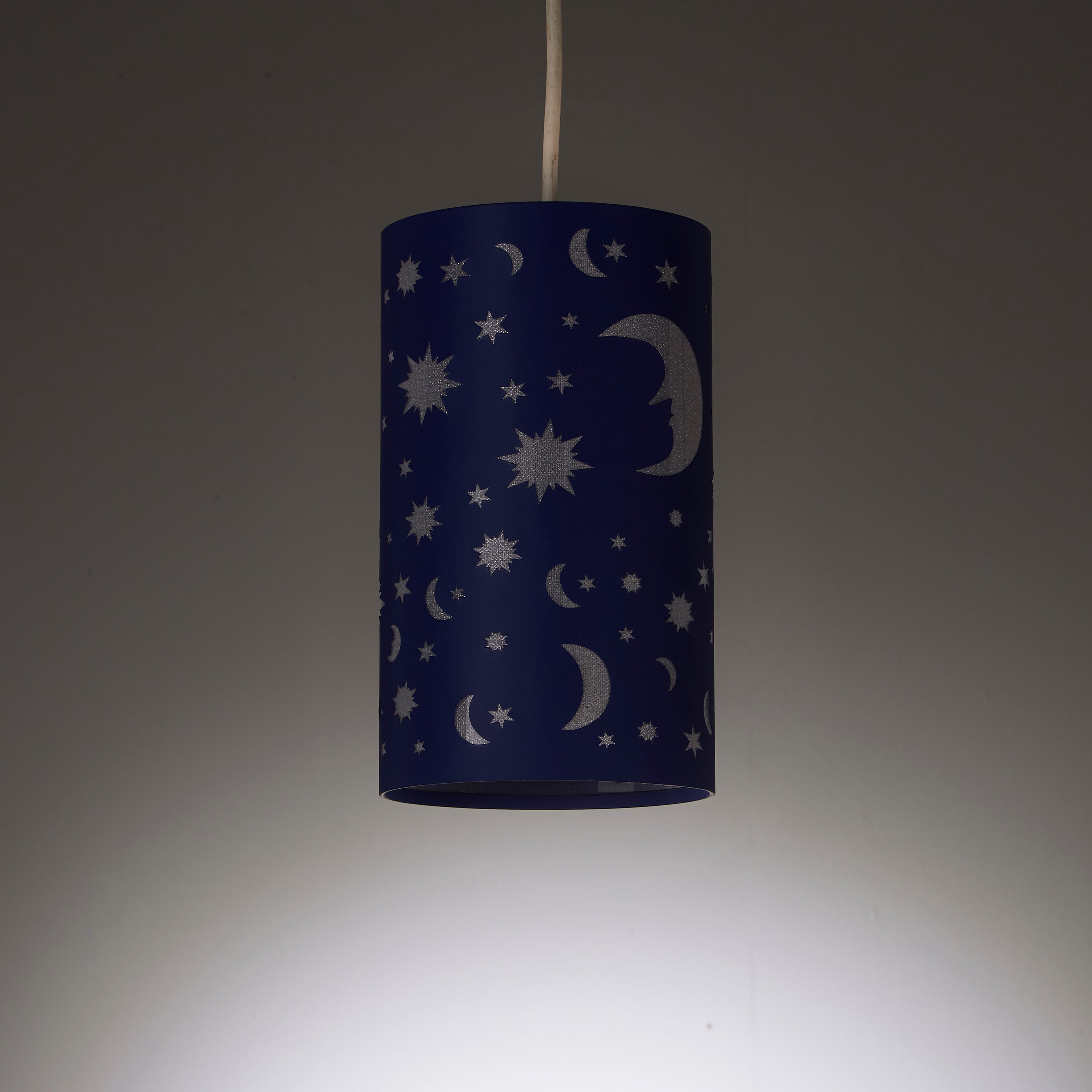 Moonlight Kids Navy Light Shade with Moon and Stars Cut Outs
