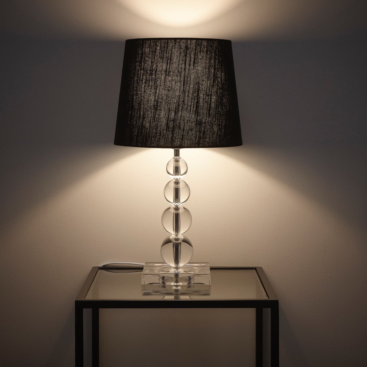 Transparent Acrylic Baubles Table Lamp with Linen Shade
