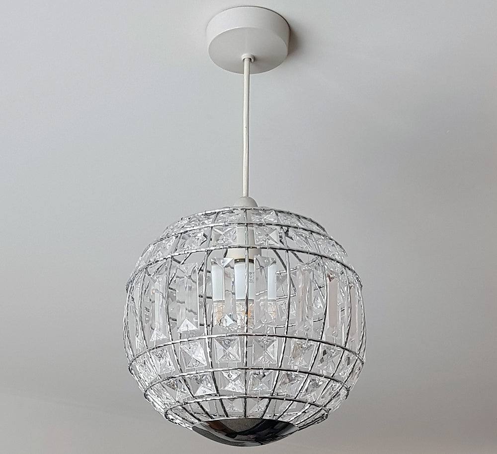 Hollie Chrome and Beaded Easy Fit Pendant Light Shade