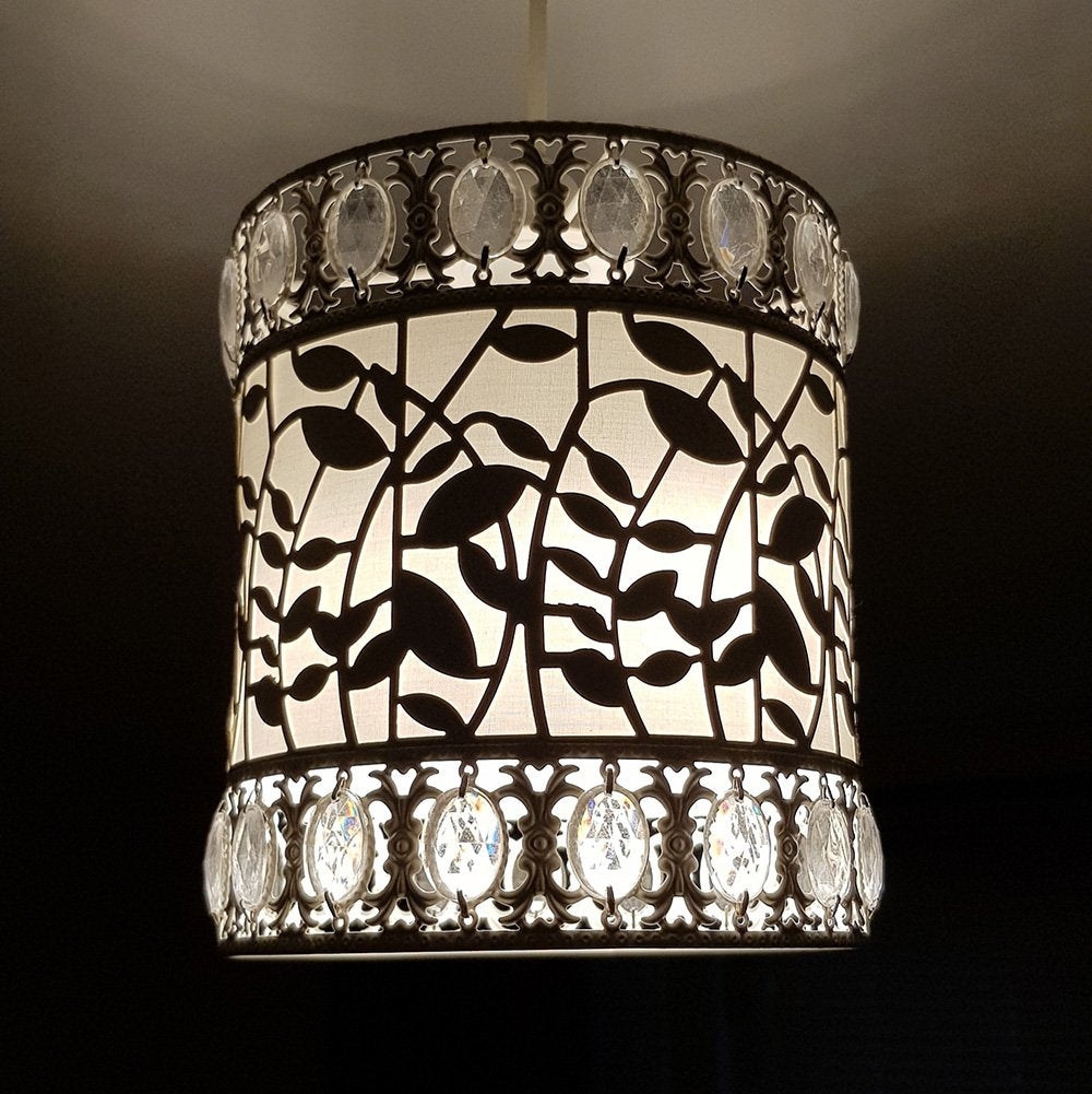 Kliving Roxanne Cream Metal Cut Out Drum Light Shade
