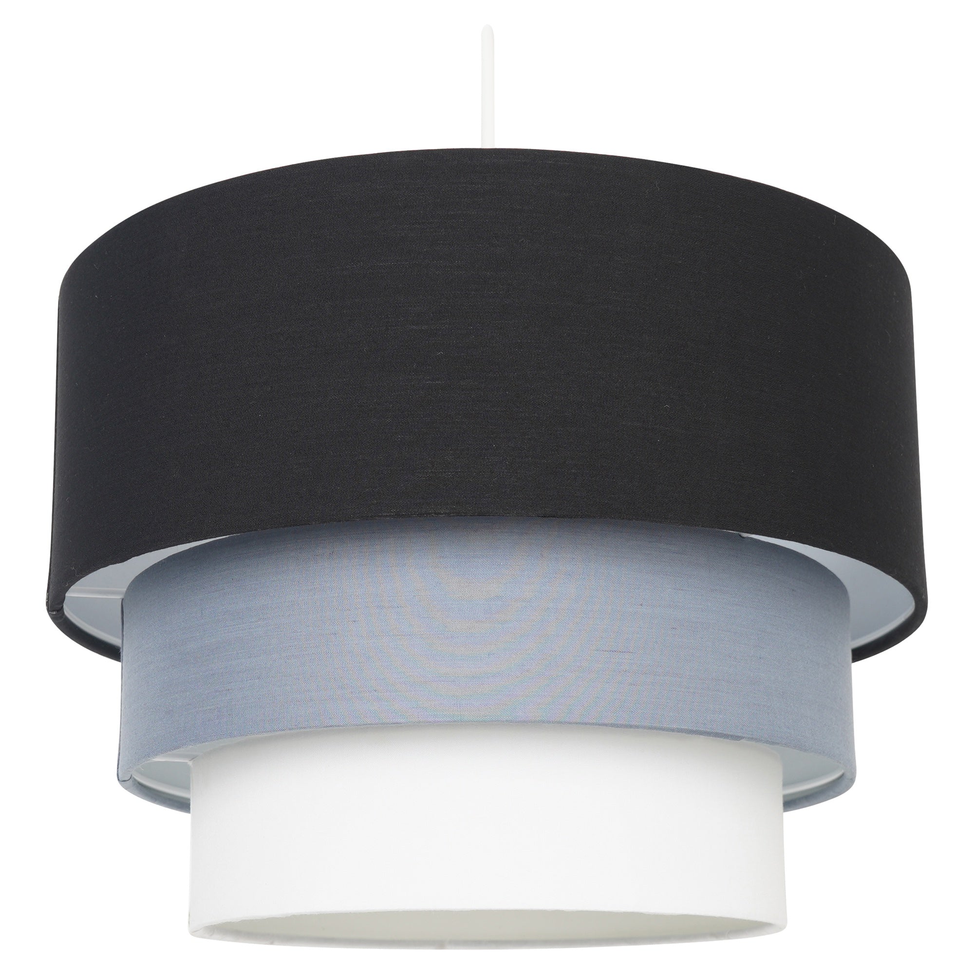 Kinsale Tiered Multi-Colour Drum Ceiling Light Shade, Black/Grey/White