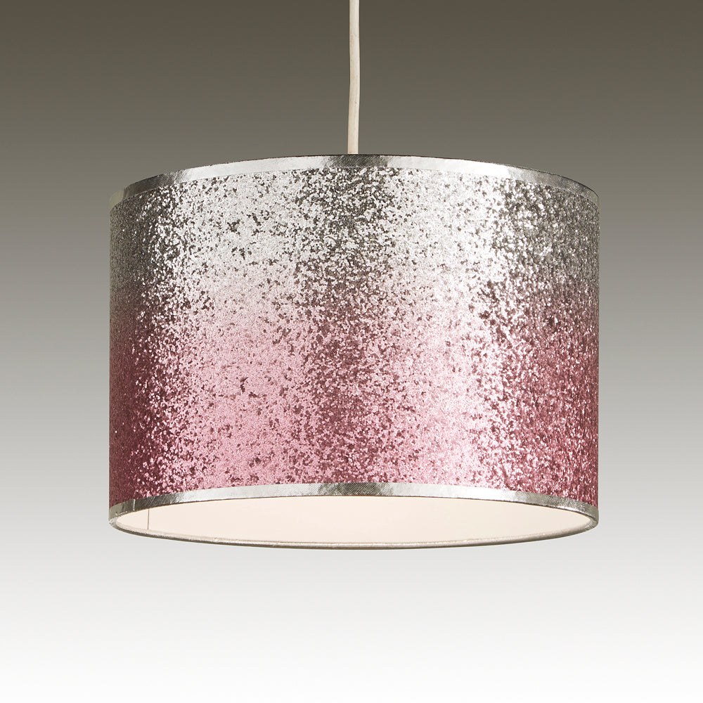 Mallow Pink and Silver Ombre Glitter Ceiling Light Shade