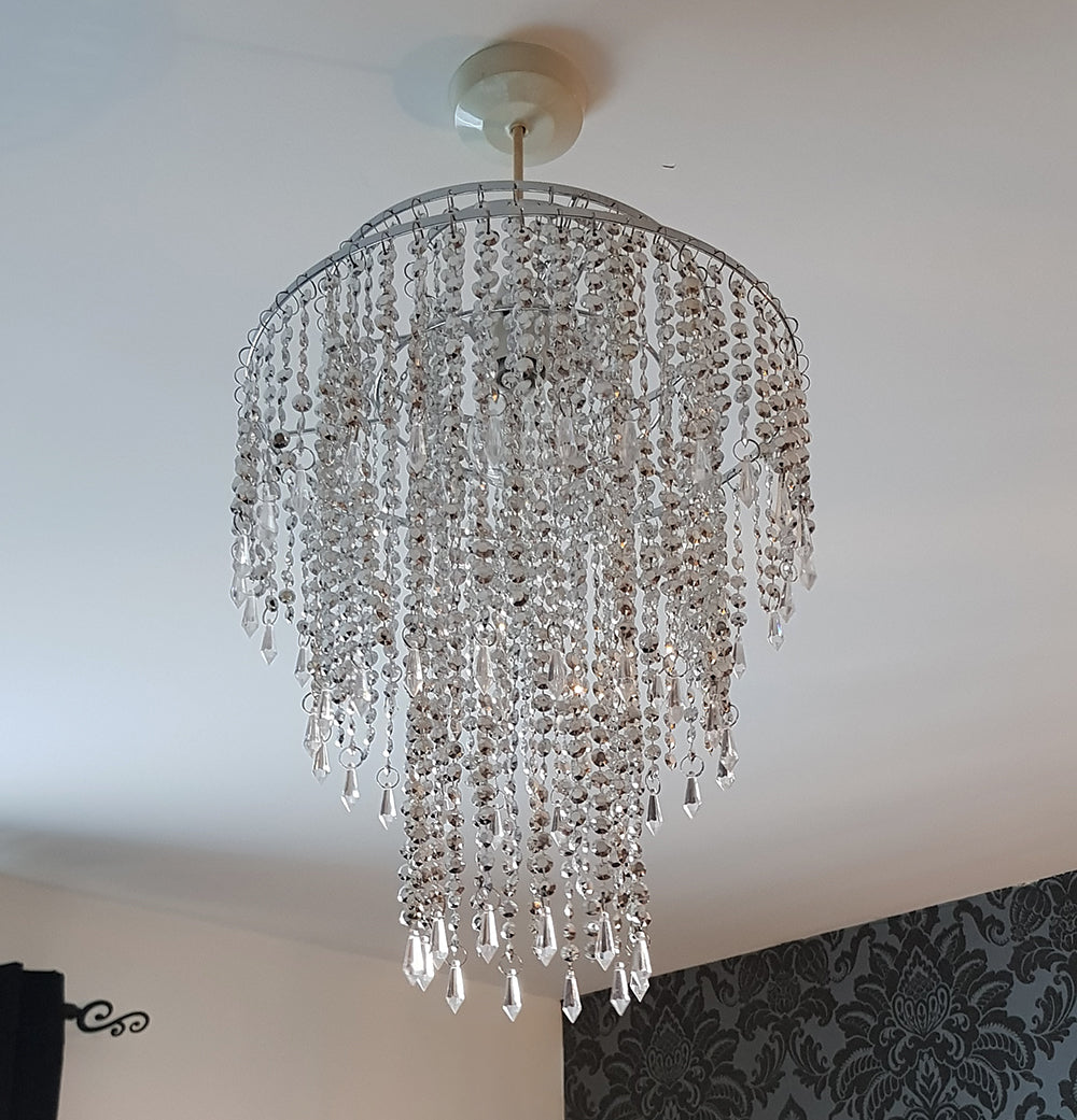 Glamour Crystal Beads Non Electrical Tiered Chandelier with Easy Fit