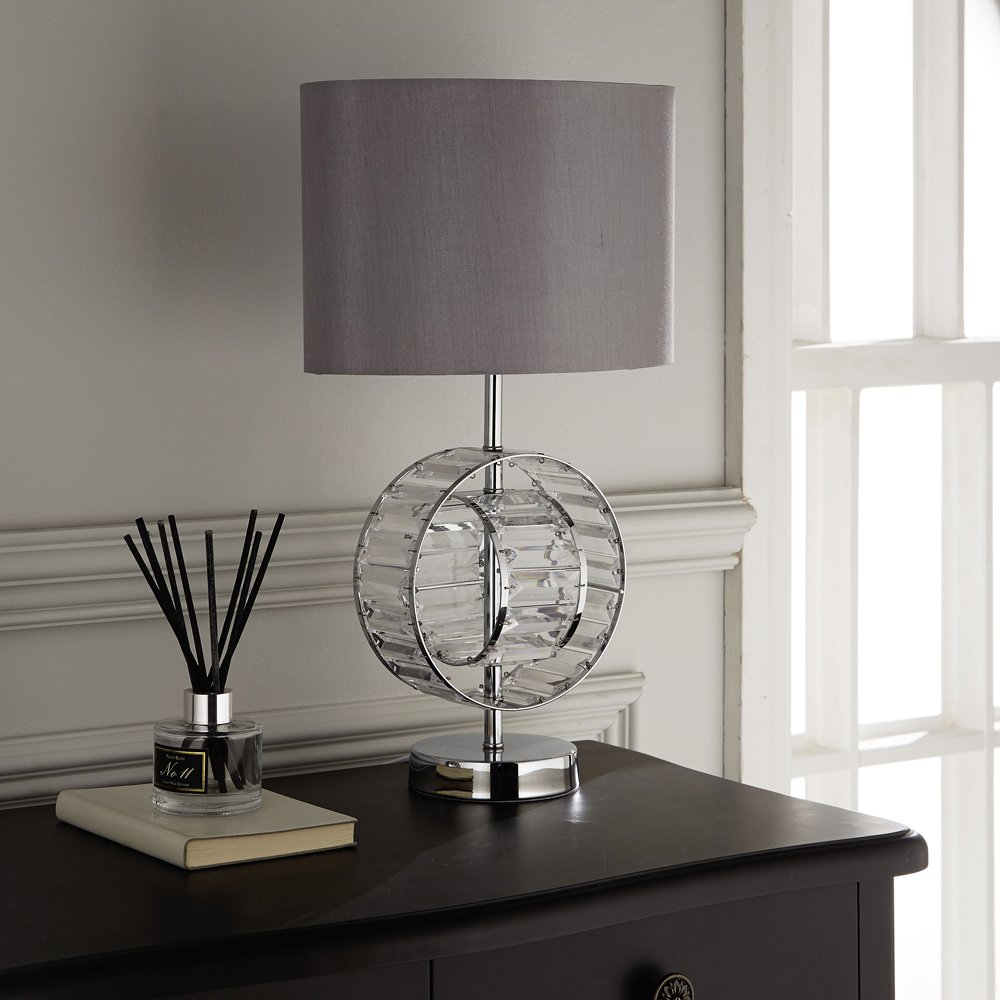 Brompton Chrome Table Lamp with Silver Shade