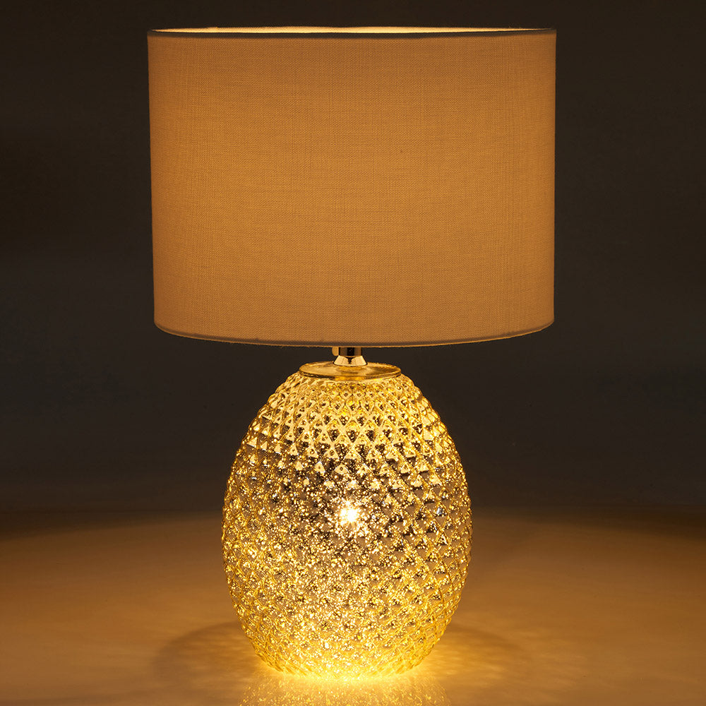 Chantelle Diamond Cut Glass Table Lamp, Silver Finish