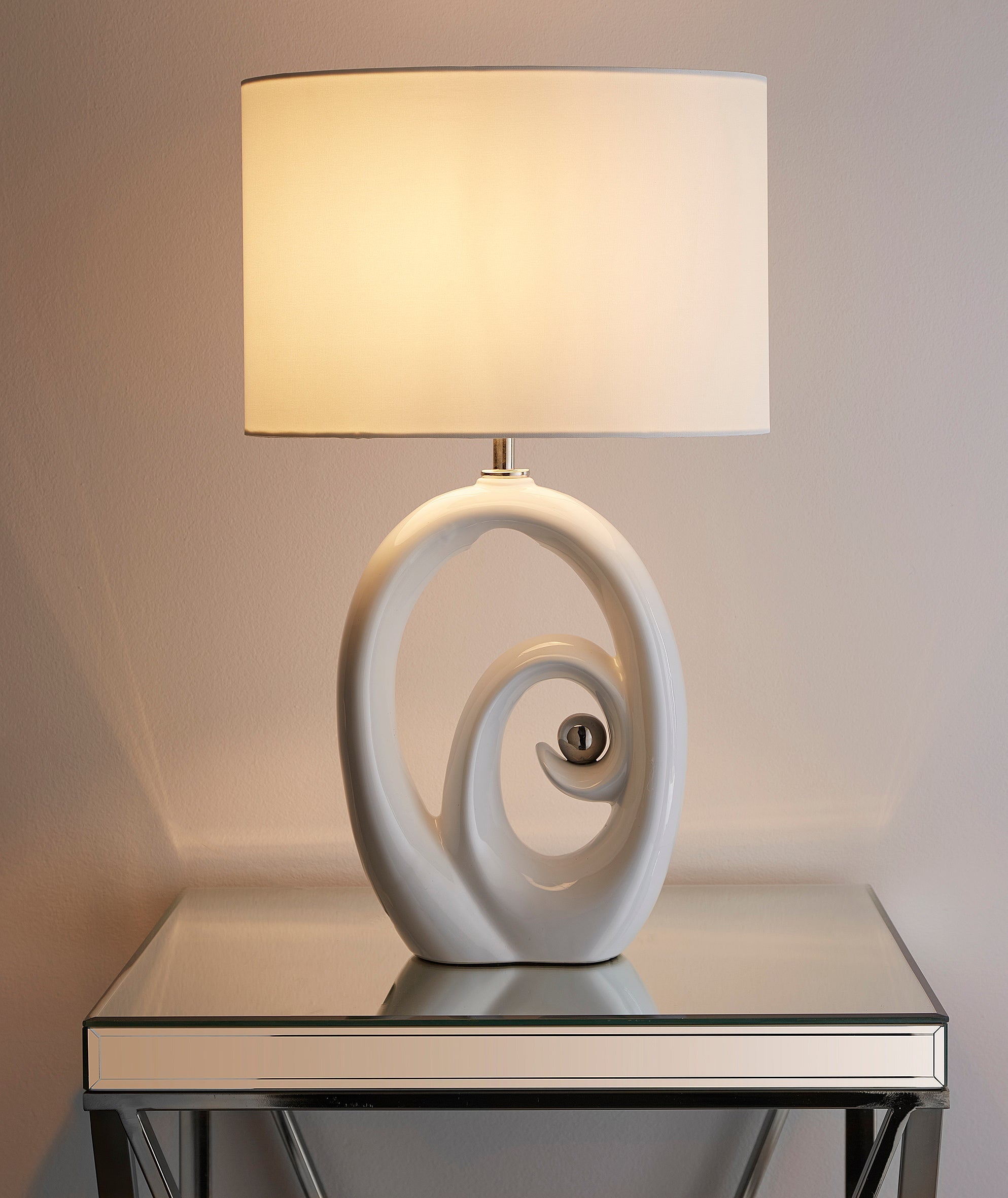 Mara Rip Curl Ceramic Table Lamp with Drum Shade