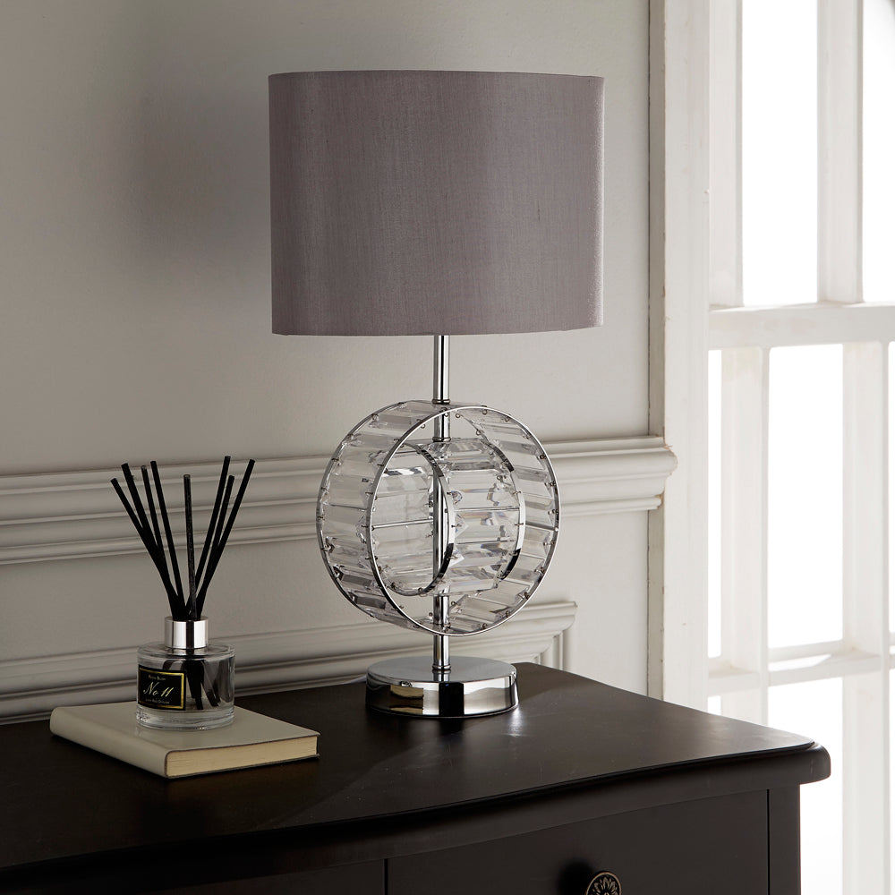Brompton Chrome Table Lamp with Silver Shade