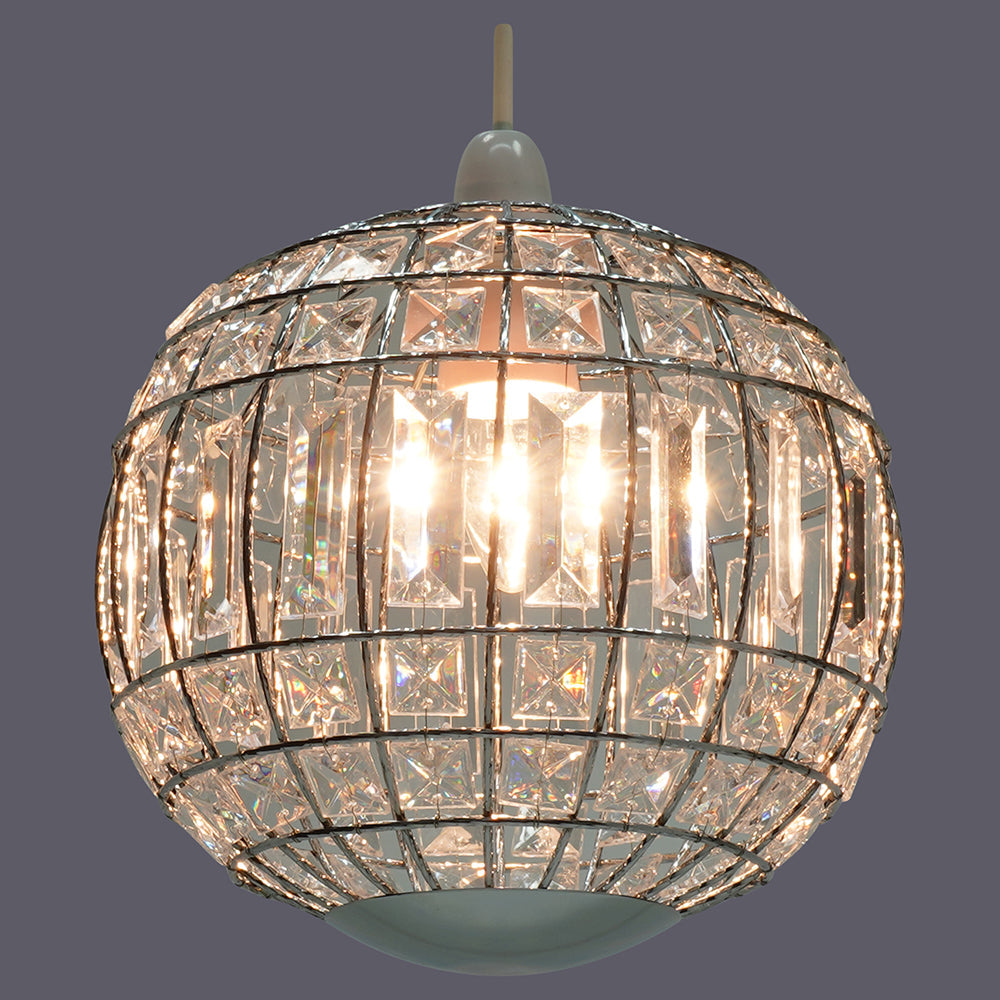 Hollie Chrome and Beaded Easy Fit Pendant Light Shade