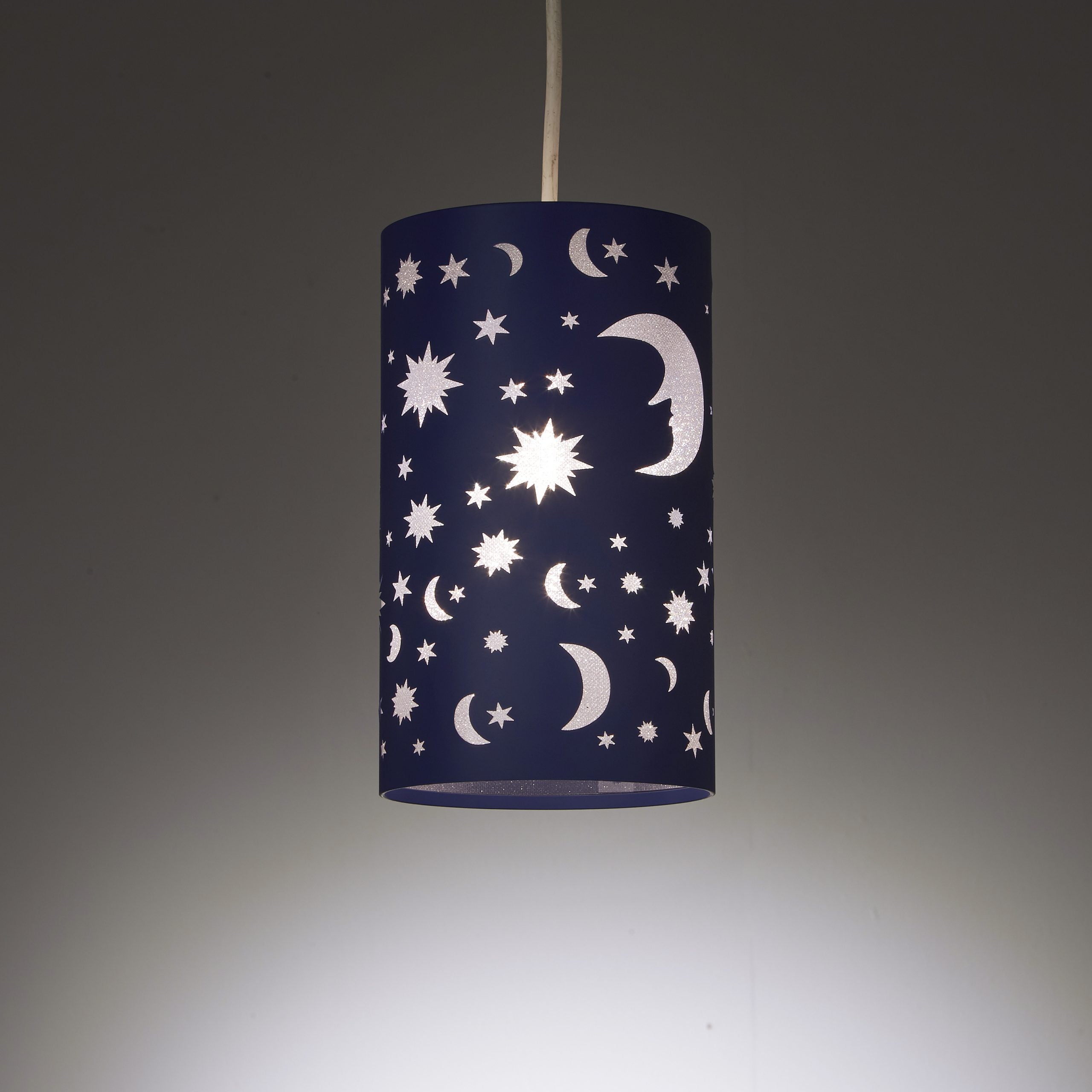 Moonlight Kids Navy Light Shade with Moon and Stars Cut Outs