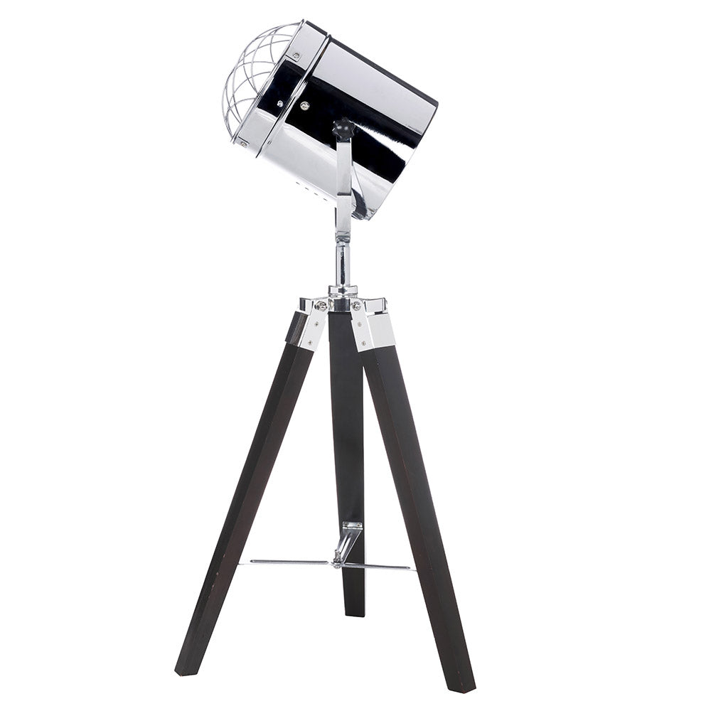 Hector Black and Chrome Tripod Spotlight Table Lamp