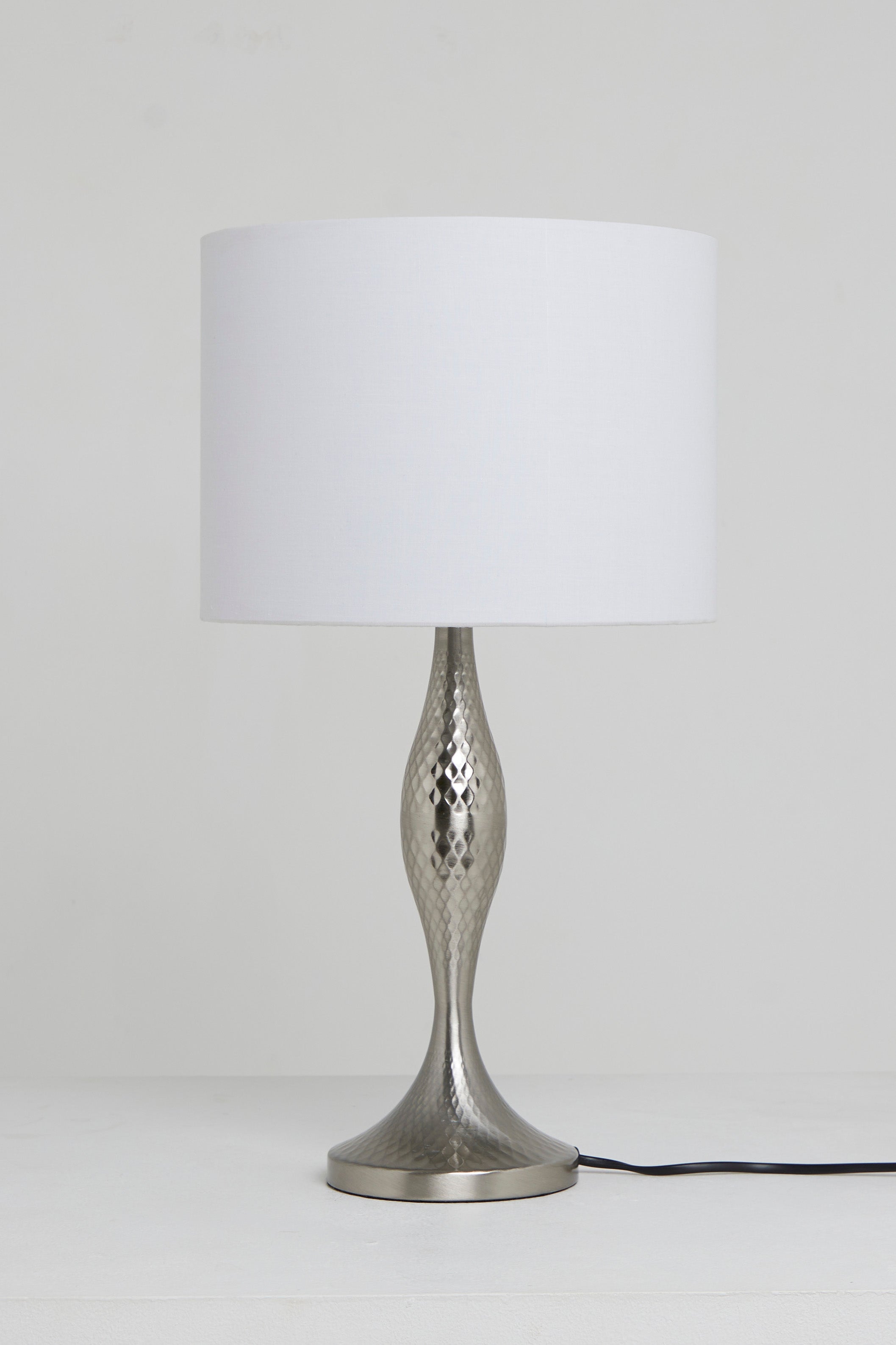 Chapel Antique Satin Nickel Table Lamp With Cream Shade
