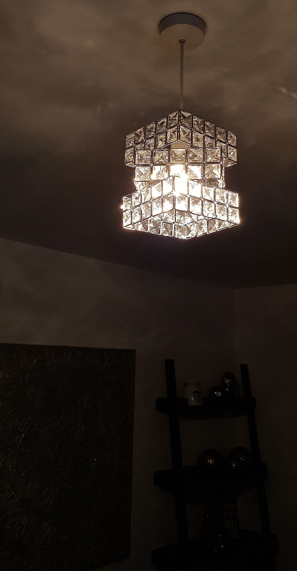 Rubiks Cube Effect Sparkly Beaded Ceiling Pendant Light, Chrome