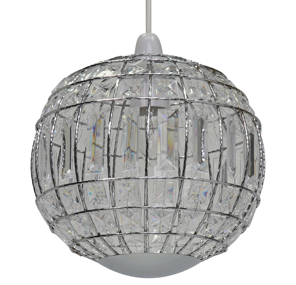 Hollie Chrome and Beaded Easy Fit Pendant Light Shade