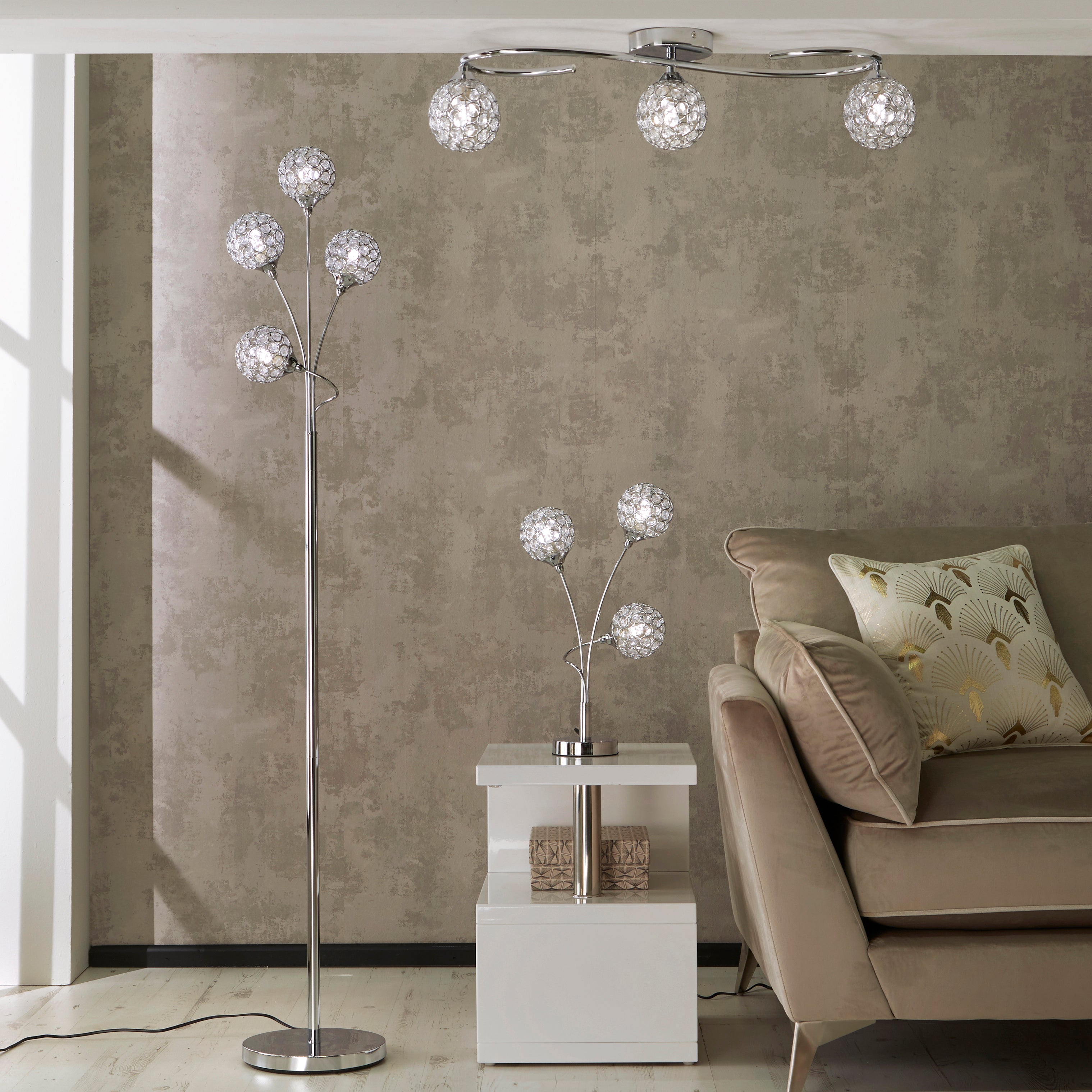 Perivale 3 Light Crystal Ball Ceiling Light