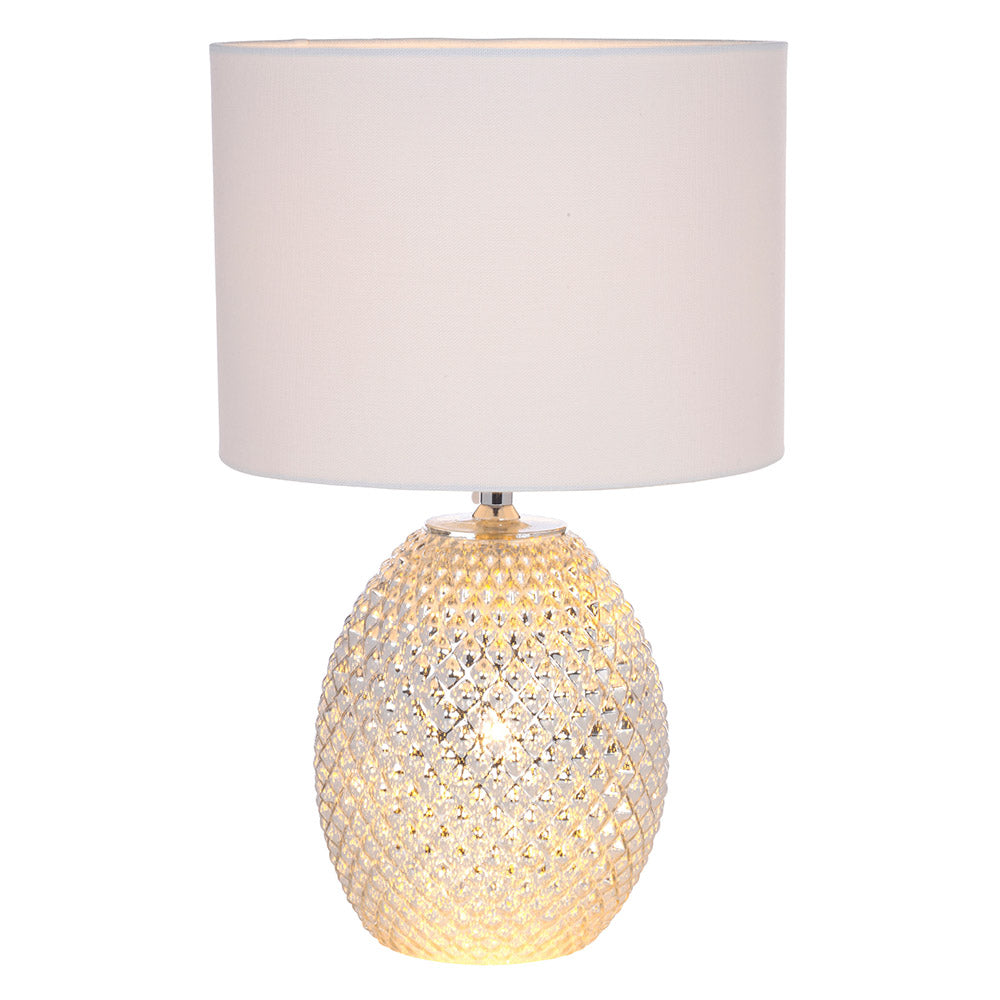 Chantelle Diamond Cut Glass Table Lamp, Silver Finish