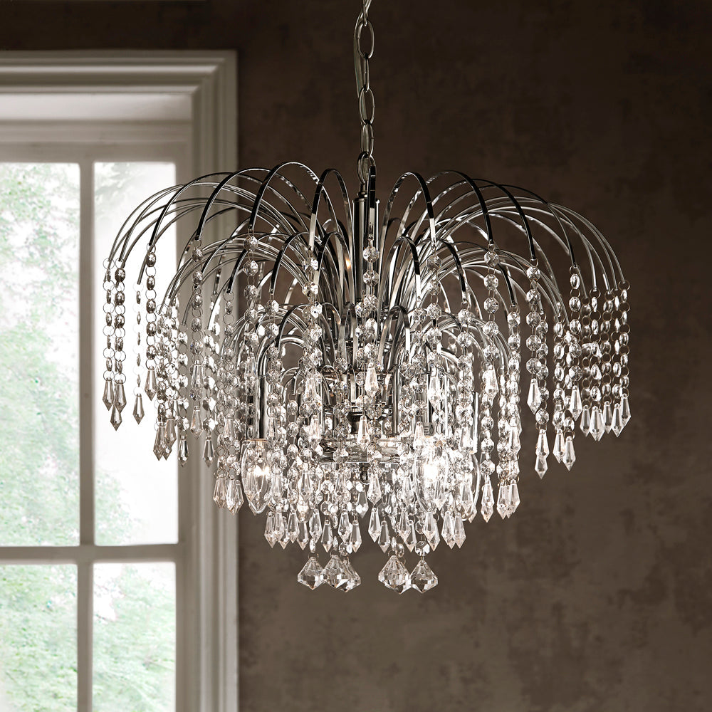 Sorrento 4 Light Chrome Clear Ceiling Light Chandelie Pendant Fitting 20
