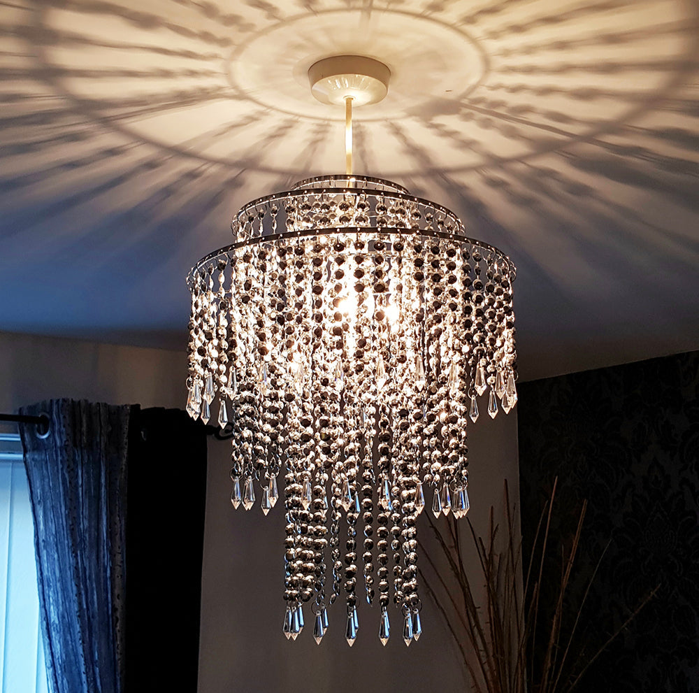 Glamour Crystal Beads Non Electrical Tiered Chandelier with Easy Fit
