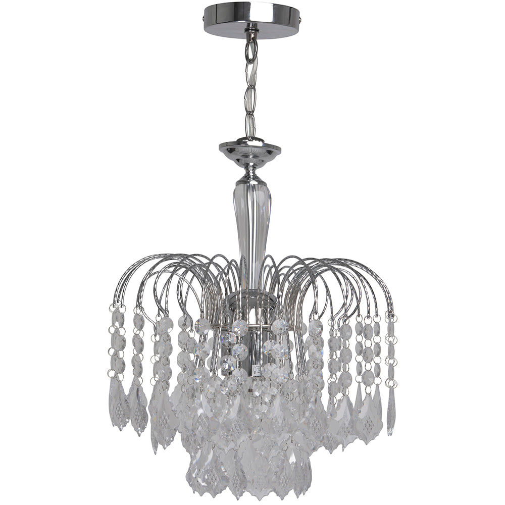 3 Light Chrome Chandelier With Acrylic Crystals