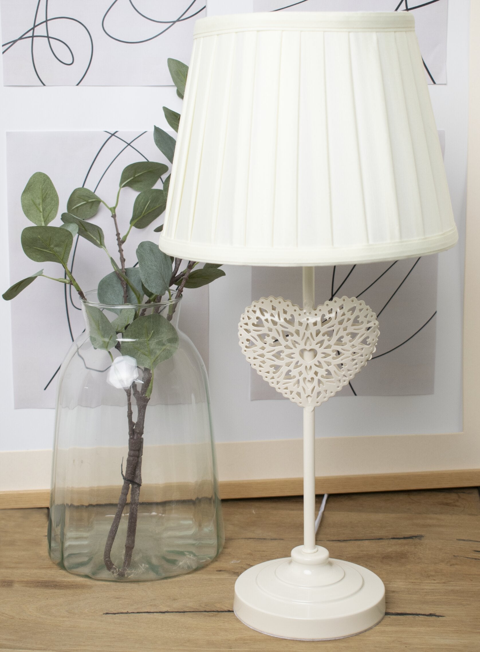 KLiving Warwick Cream Heart Design Table Lamp