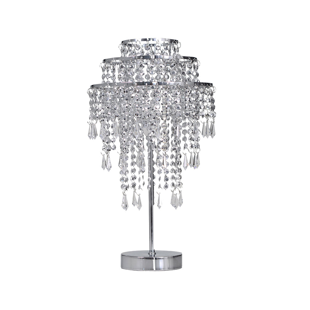 Chrome Beaded Chandelier Table Lamp
