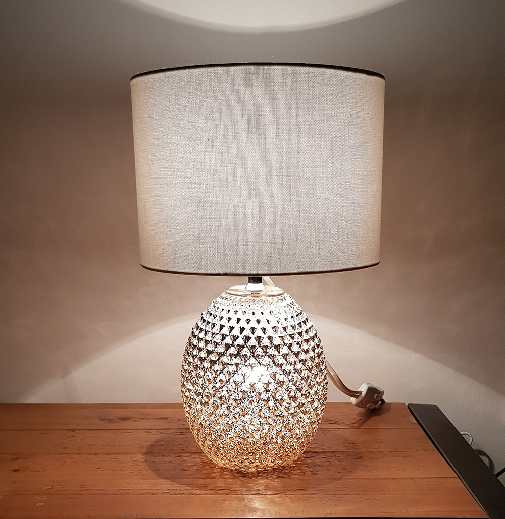 Chantelle Diamond Cut Glass Table Lamp, Silver Finish