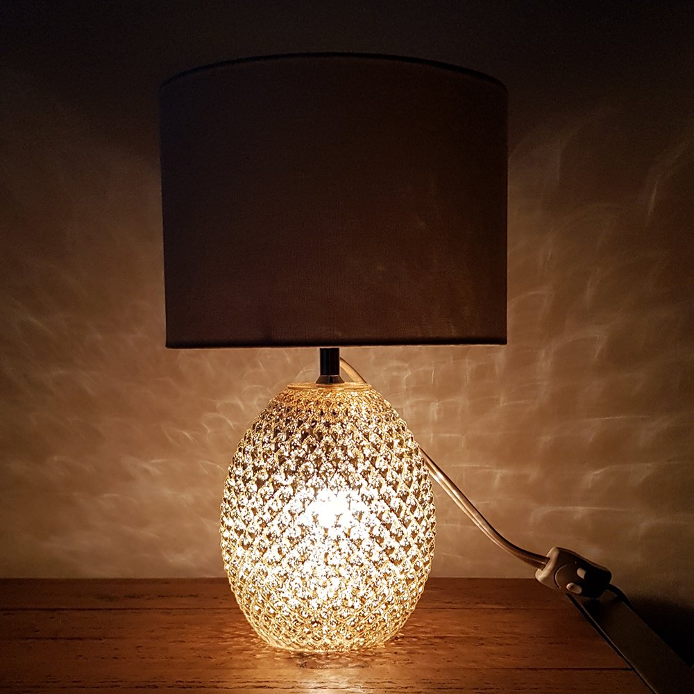 Chantelle Diamond Cut Glass Table Lamp, Silver Finish