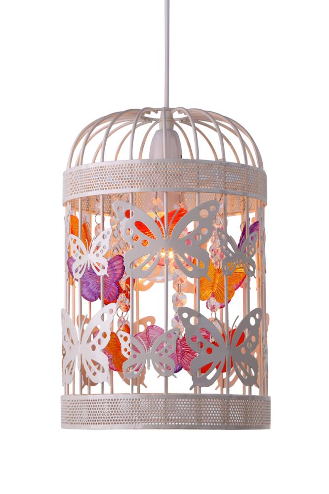 K Living Papillon Kids Butterfly Pendant Light Shade, Cream & Pink