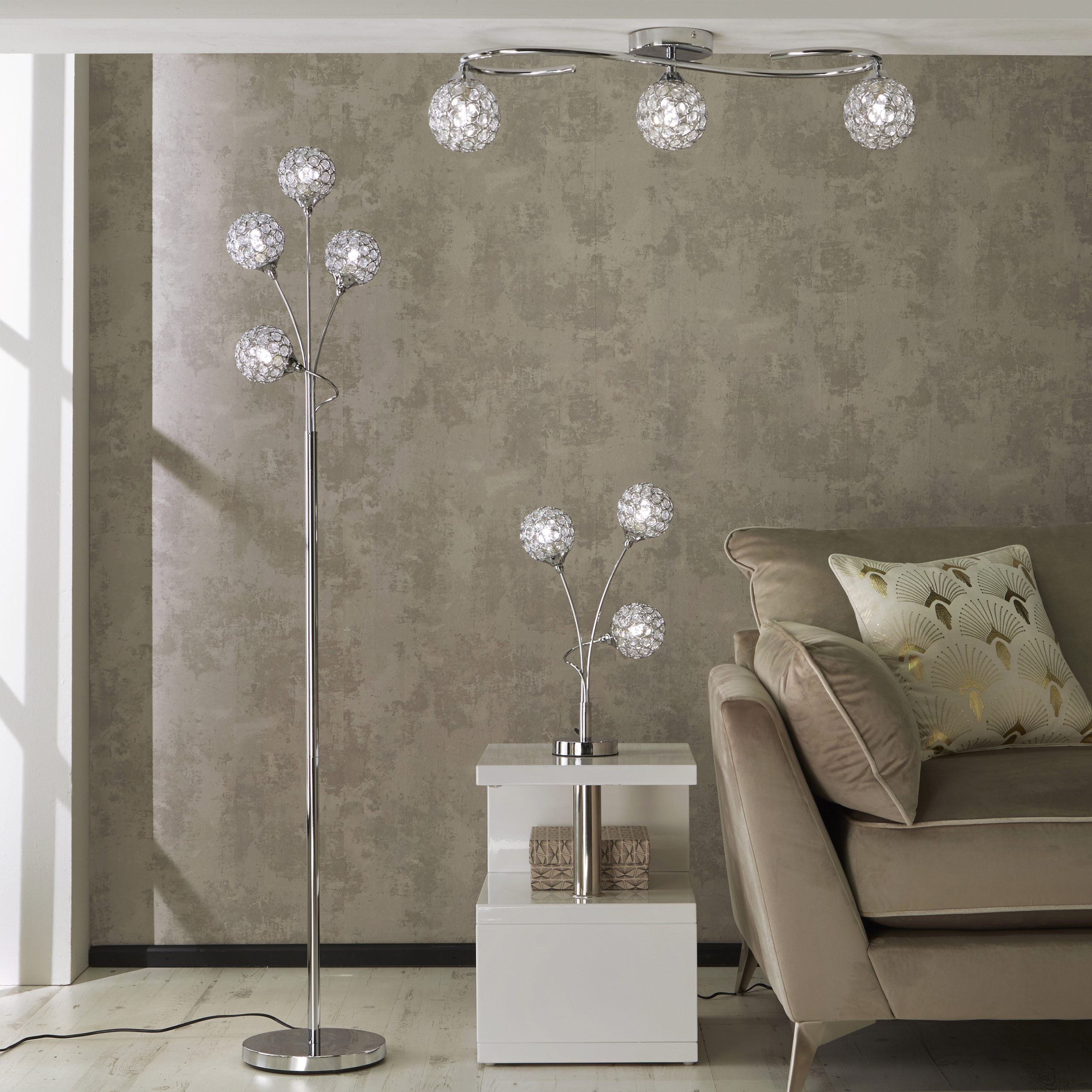 Perivale 3 Light Crystal Ball Ceiling Light
