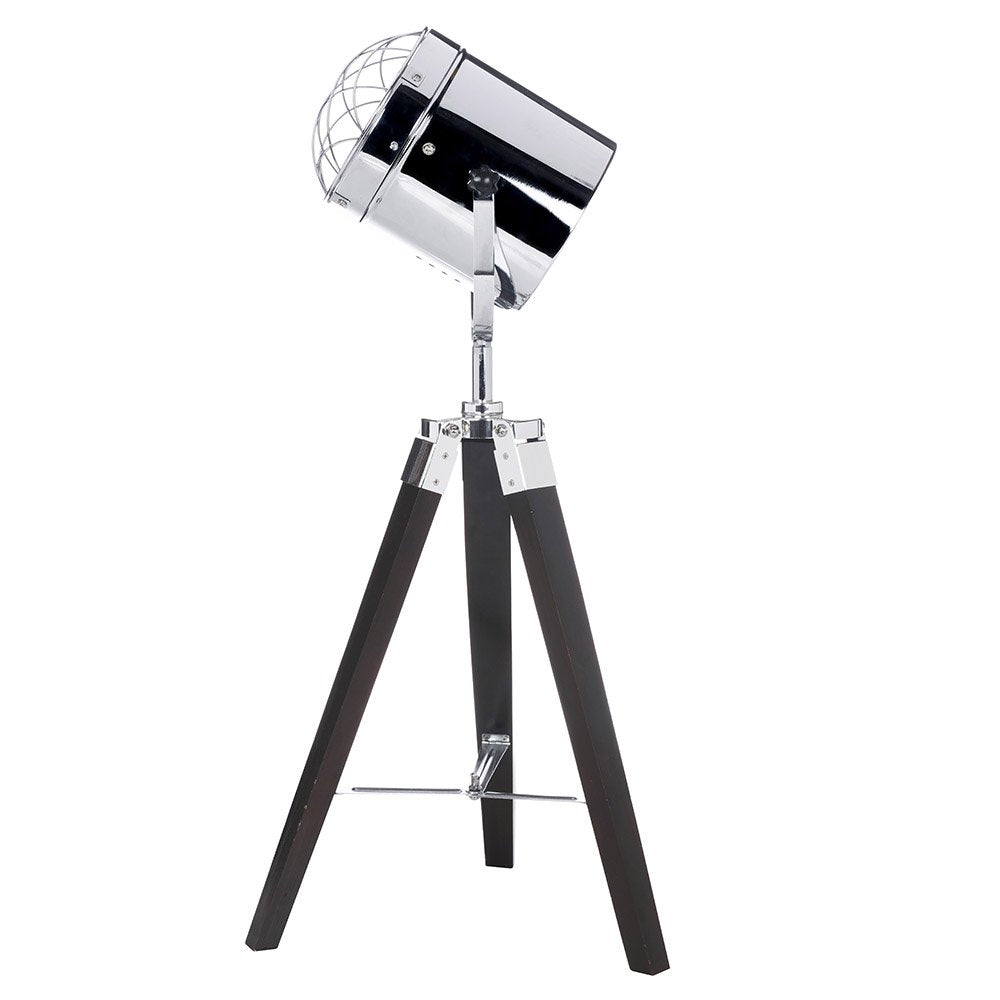 Hector Black and Chrome Tripod Spotlight Table Lamp
