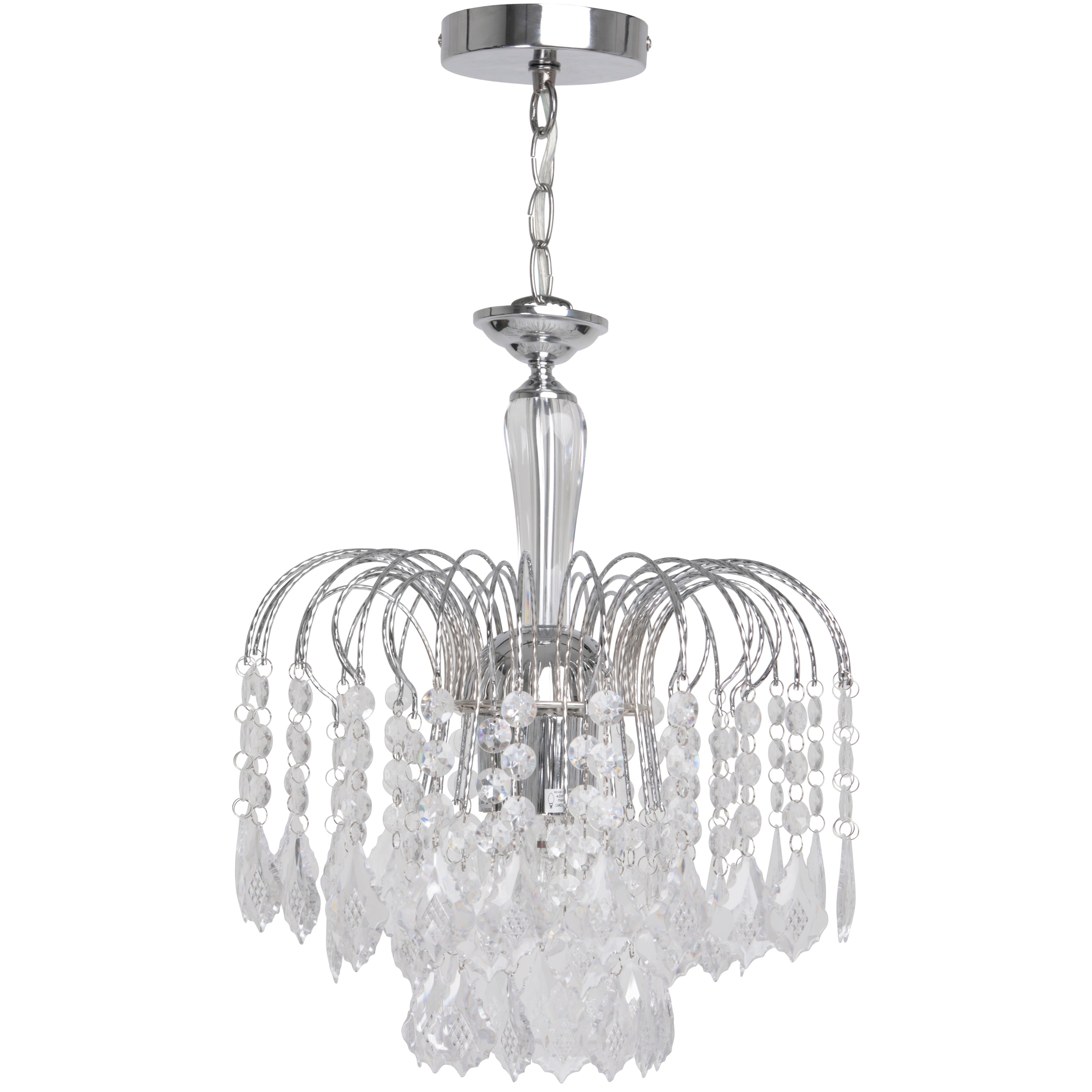 3 Light Chrome Chandelier With Acrylic Crystals