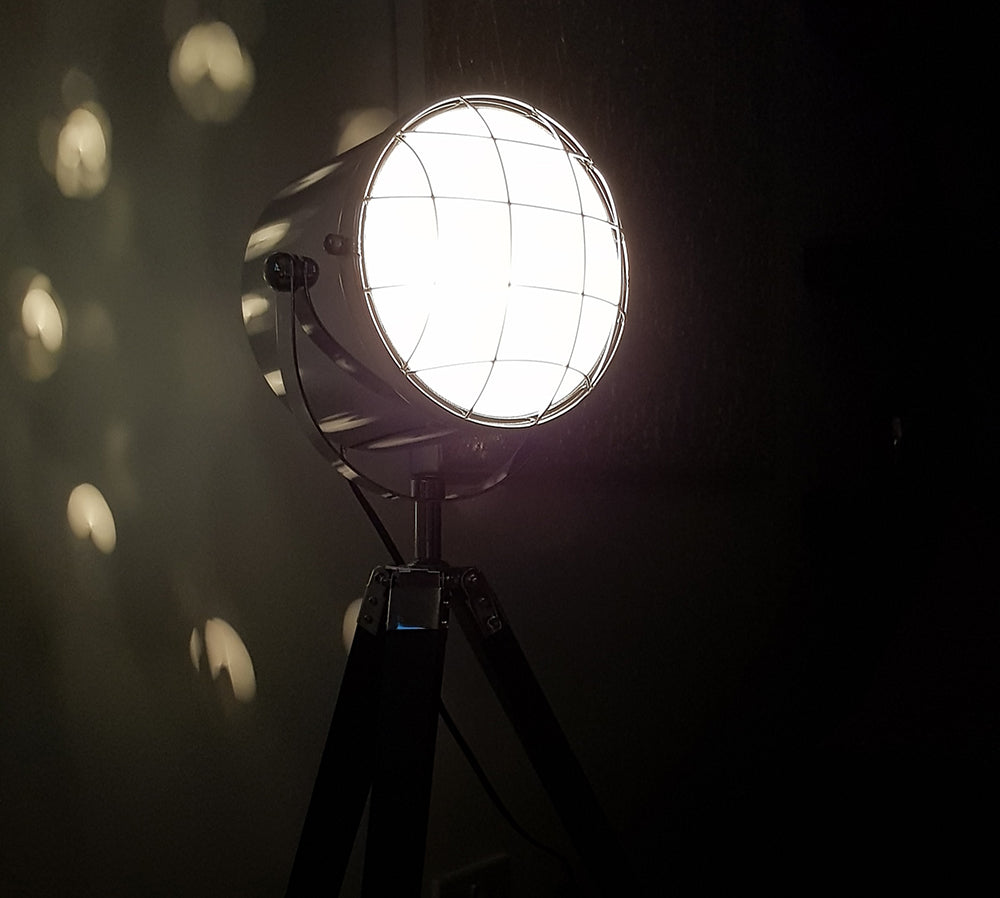 Hector Black and Chrome Tripod Spotlight Table Lamp