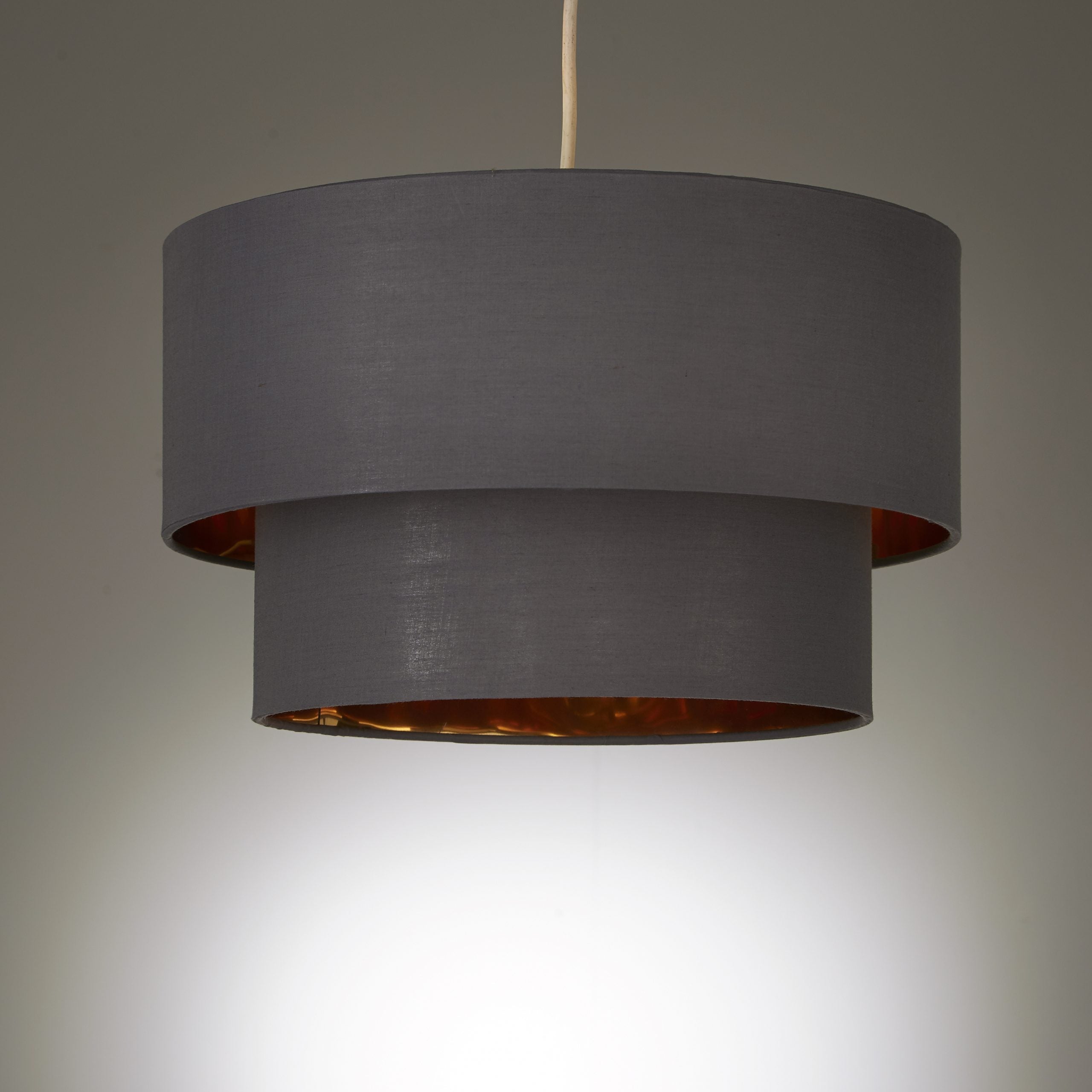 Rona 2 Tier Pendant Shade with Inner Gold Lining, Grey