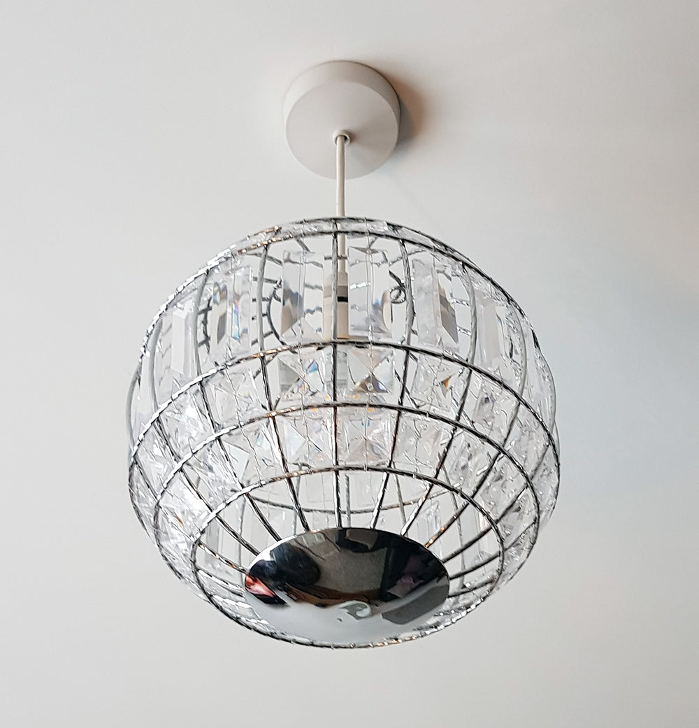 Hollie Chrome and Beaded Easy Fit Pendant Light Shade