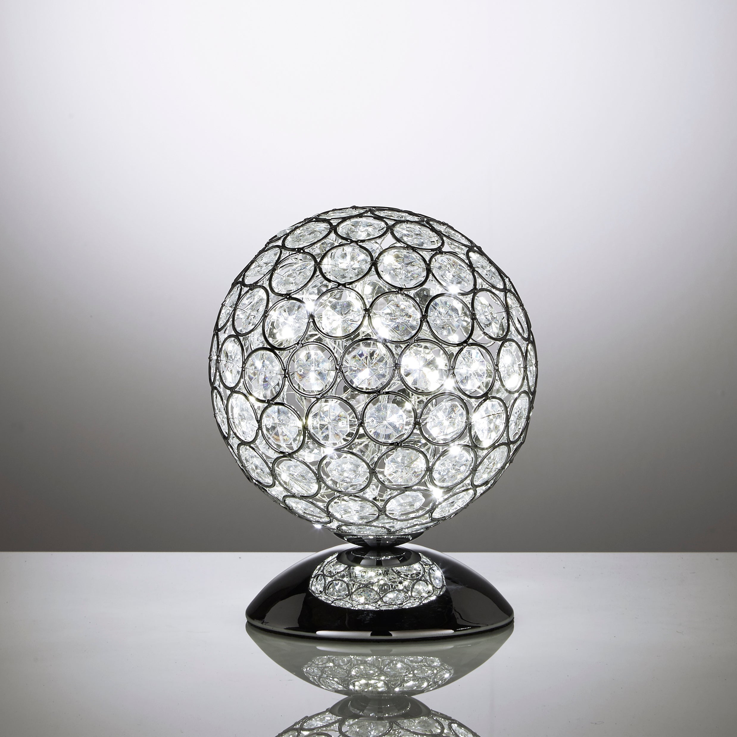 Perivale Beaded Globe Table LED Touch Lamp, Chrome