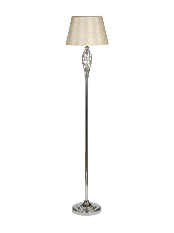 Compton Elegant Chrome Floor Lamp with Ivory Lamp Shade