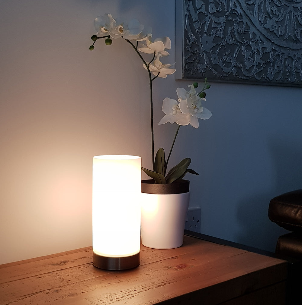 KLiving Lonsdale Small Frosted Glass Cylinder Table Lamp