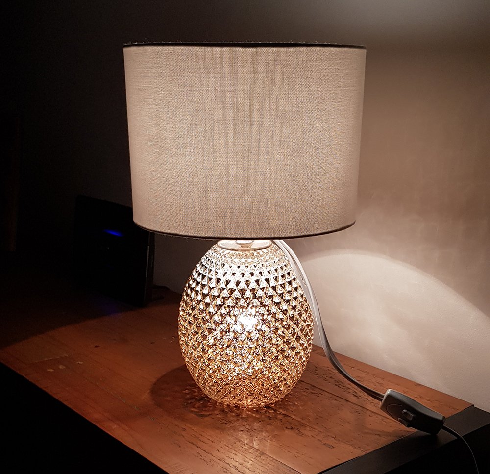 Chantelle Diamond Cut Glass Table Lamp, Silver Finish
