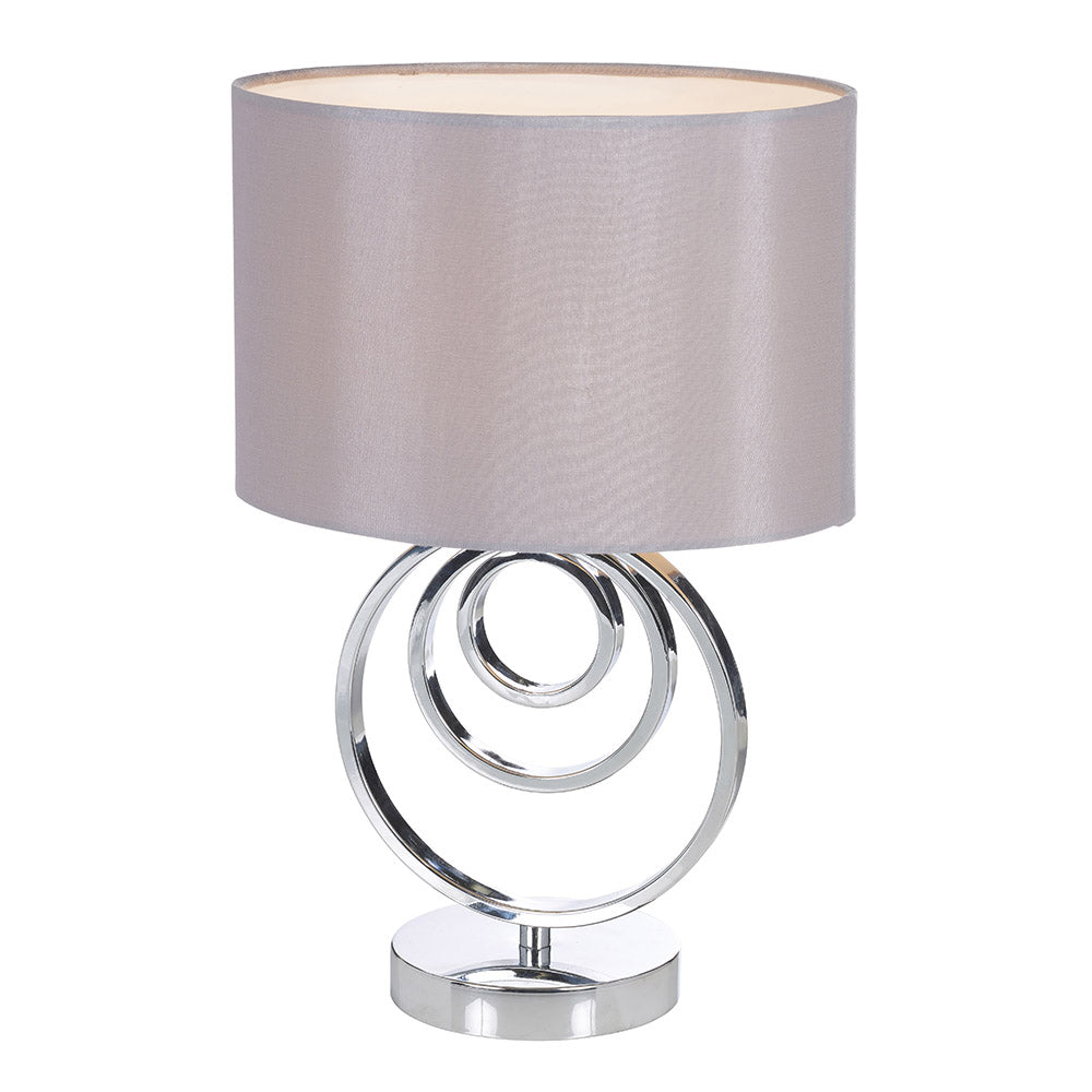 Chrome Circles Table Lamp with Grey Lampshade