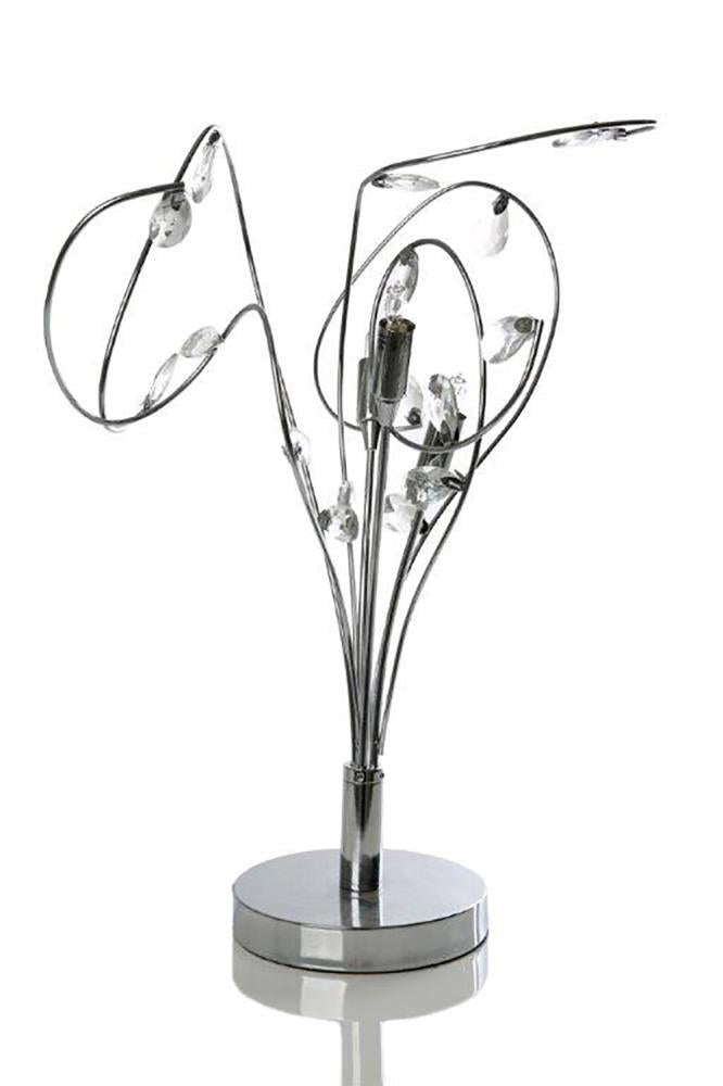 KLiving Bremen Halogen Curly Crystal Table Lamp, Chrome