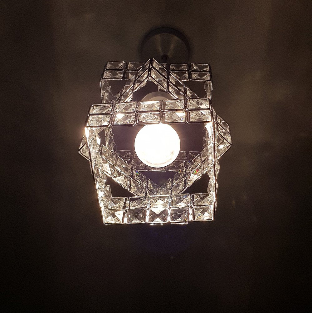 Rubiks Cube Effect Sparkly Beaded Ceiling Pendant Light, Chrome