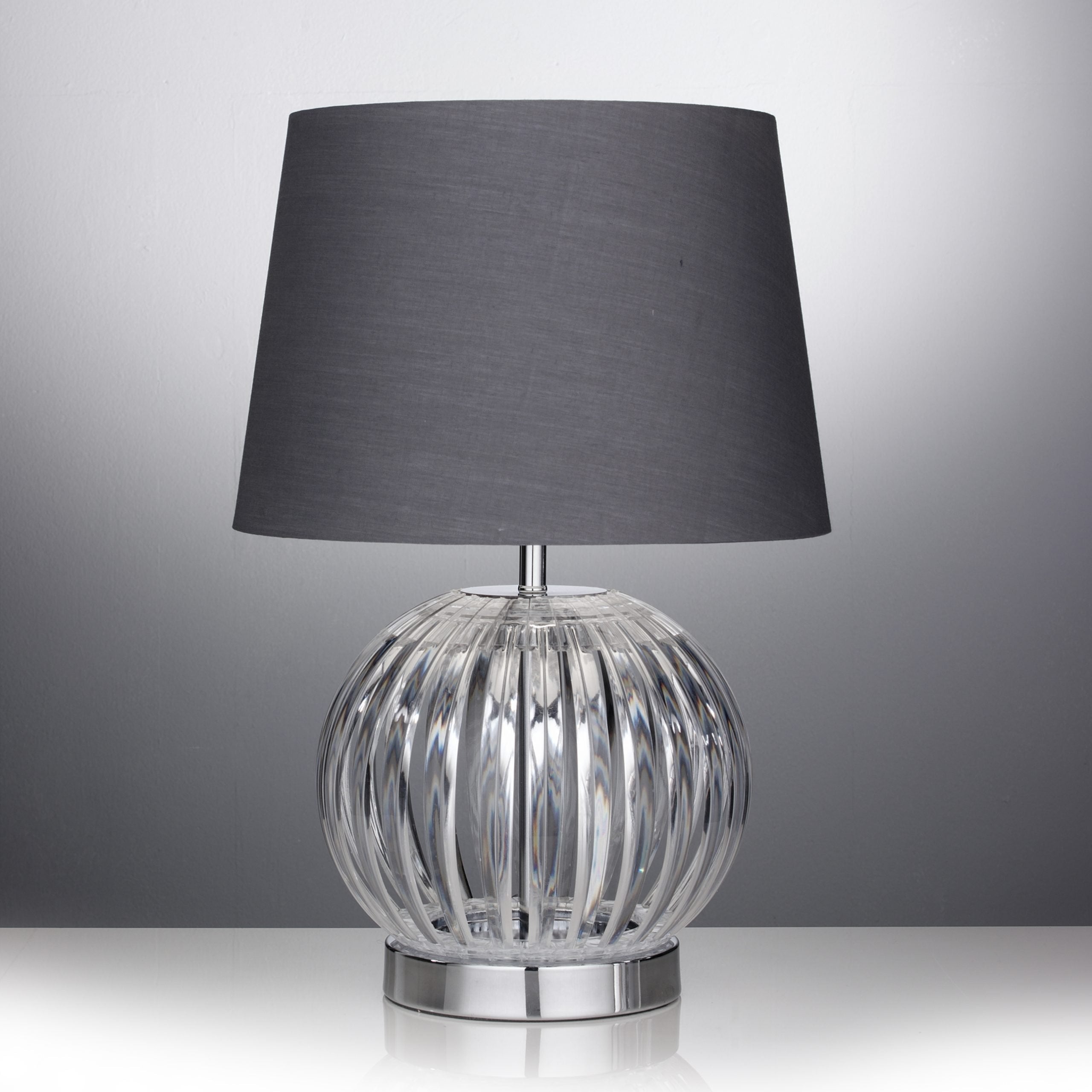 Acrylic Stipe Globe Table Lamp with Grey Shade