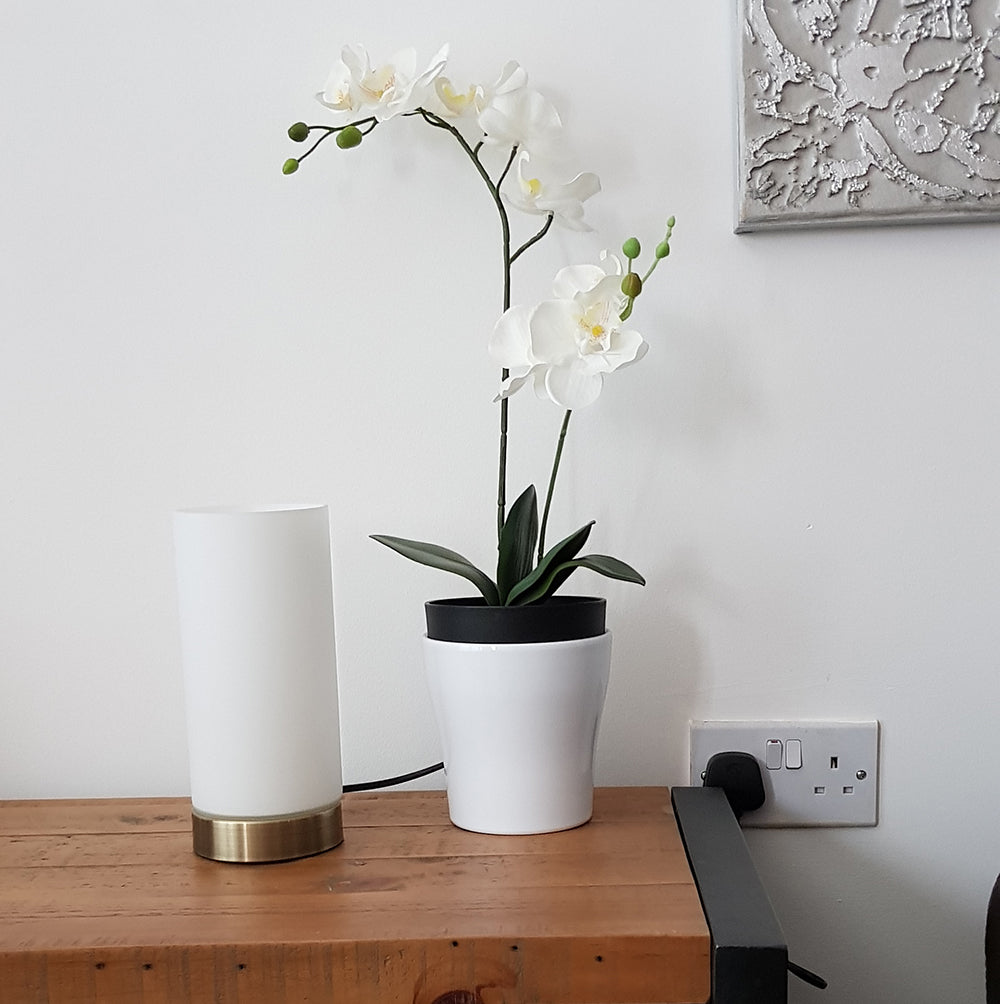 KLiving Lonsdale Small Frosted Glass Cylinder Table Lamp