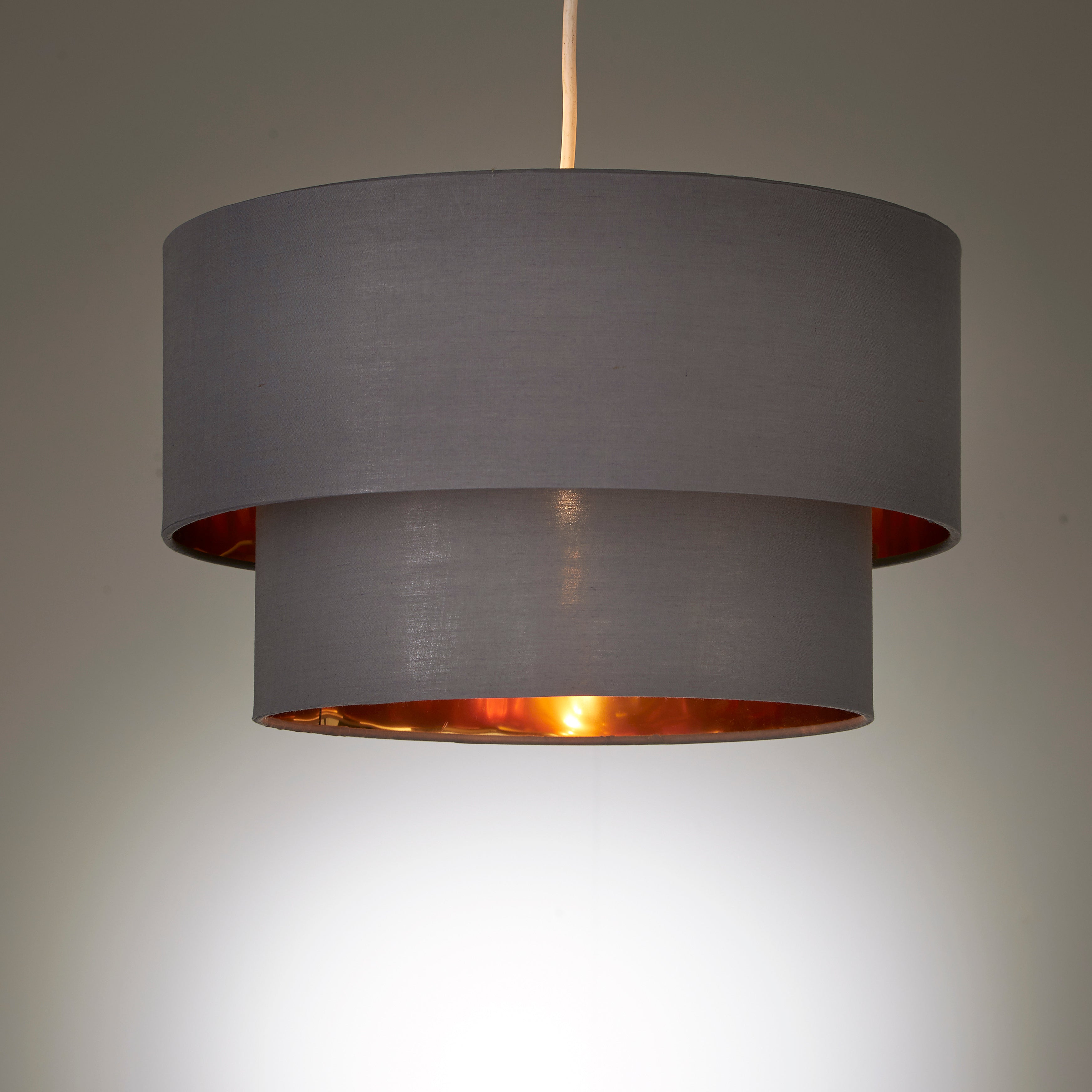 Rona 2 Tier Pendant Shade with Inner Gold Lining, Grey