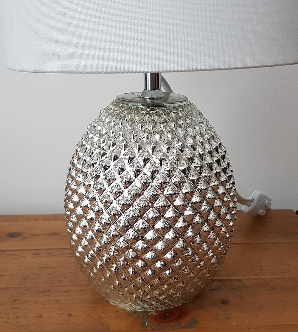 Chantelle Diamond Cut Glass Table Lamp, Silver Finish