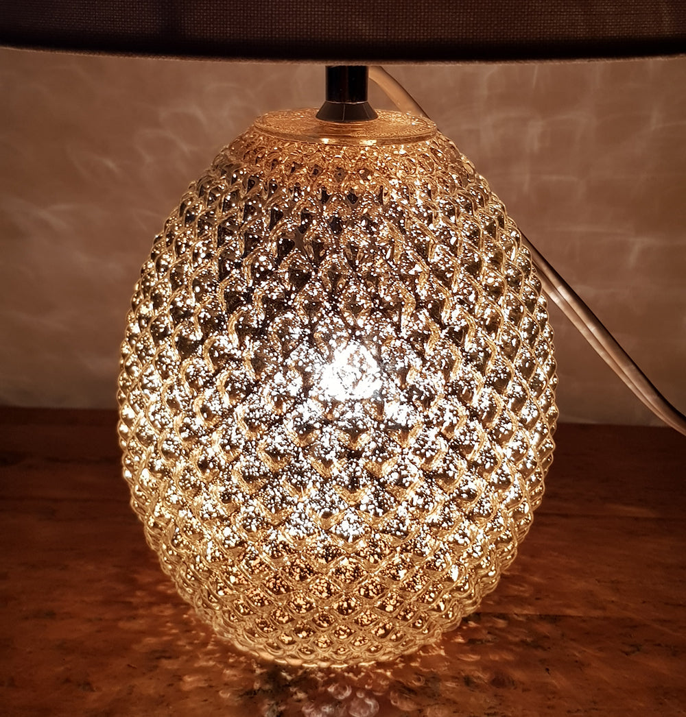 Chantelle Diamond Cut Glass Table Lamp, Silver Finish