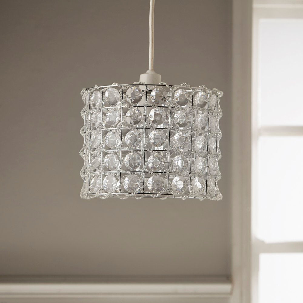 Small Non Electrical Pendant Light Shade with Clear Acrylic Beads