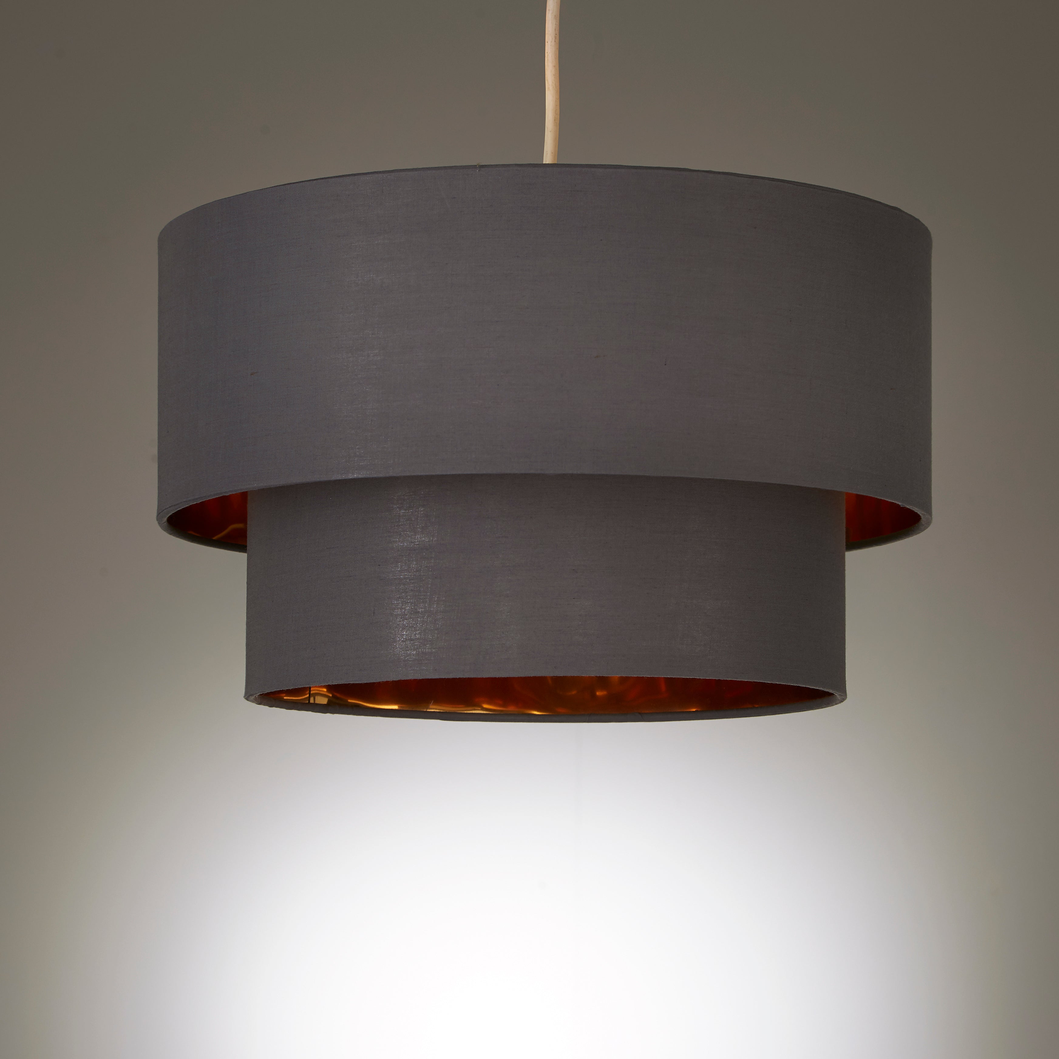 Rona 2 Tier Pendant Shade with Inner Gold Lining, Grey